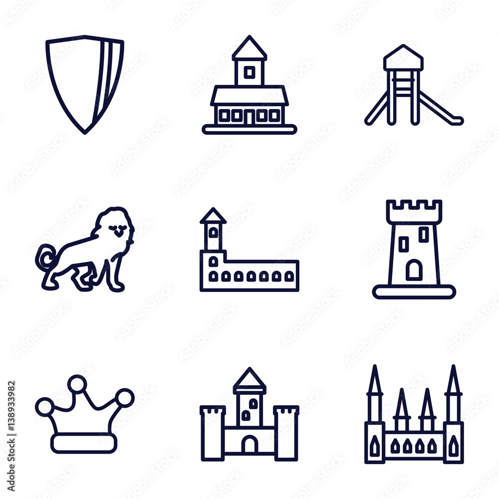 Set of 9 royal outline icons Set of 9 royal outline icons