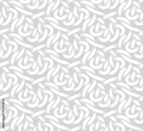 Vector seamless pattern of intertwine bands. White texture.