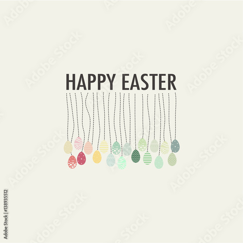 Cover design day cards happy Easter. Depicts a lot of eggs rainbow with various ornaments and the phrase happy easter .  located in the center of the cover.