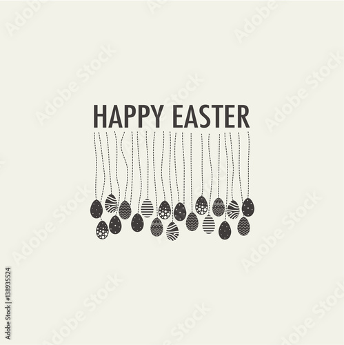 Cover design day cards happy Easter. Depicts a lot of eggs with various ornaments and the phrase happy easter. Image of black and beige colors. located in the center of the cover.