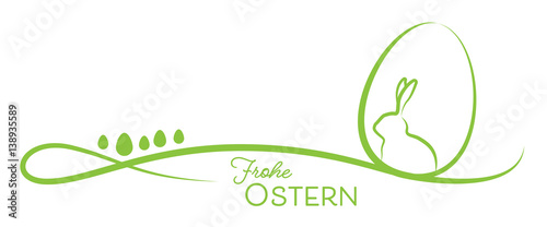 Grußkarte mit Ostermotiv - Hase im Ei (in Grün)