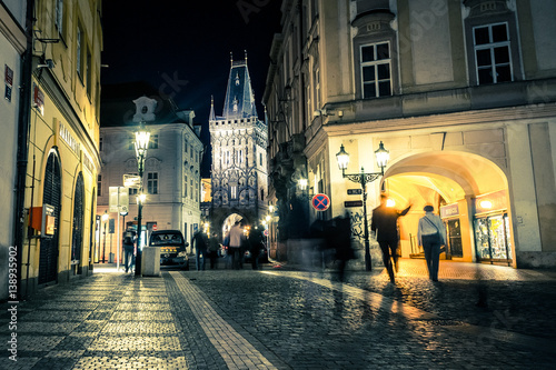 Fototapeta Naklejka Na Ścianę i Meble -  Prague City Street at Night