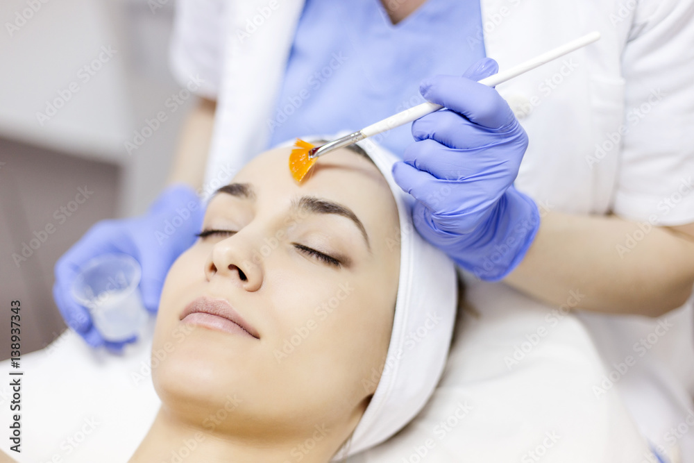 Facial peeling mask applying Facial peeling mask applying