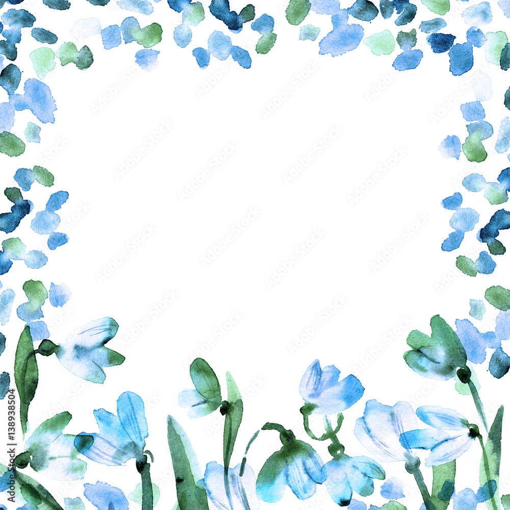 Watercolor hand painted snowdrops isolated on a white background. Spring flowers. Invitation, wedding card, birthday card. Watercolor hand painted snowdrops isolated on a white background. Spring flowers. Invitation, wedding card, birthday card.