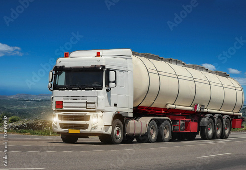 Trailer tanker truck on the highway