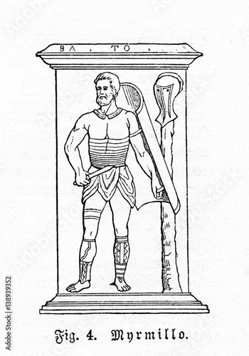 Roman gladiator - murmillo (from Meyers Lexikon, 1895, 7/607) photo