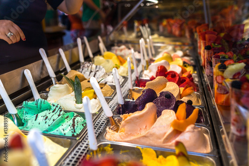Italian ice cream in cafe
