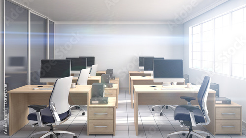 Office interior. 3D illustration © Nikita Kuzmenkov