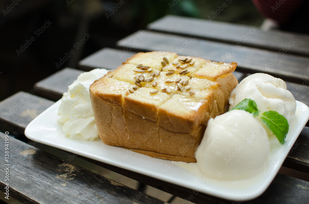 French Toast on the Wood Background.French Toast is a Most Favorite Dessert . French Toast on the Wood Background.French Toast is a Most Favorite Dessert .