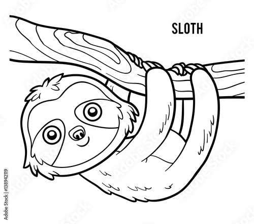 Coloring book for children, sloth