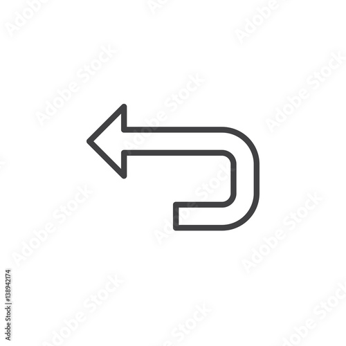 Back arrow line icon, outline vector sign, linear style pictogram isolated on white. Undo symbol, logo illustration. Editable stroke. Pixel perfect