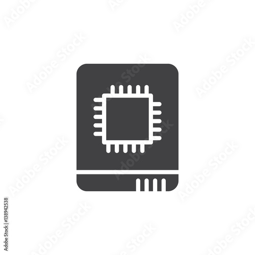 Solid state drive icon vector, filled flat sign, solid pictogram isolated on white. SSD symbol, logo illustration. Pixel perfect