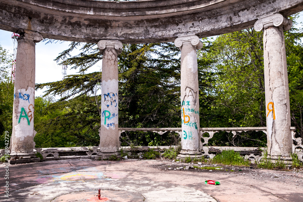 Fototapeta premium Abandoned building in the classical style in Sochi, Russia.