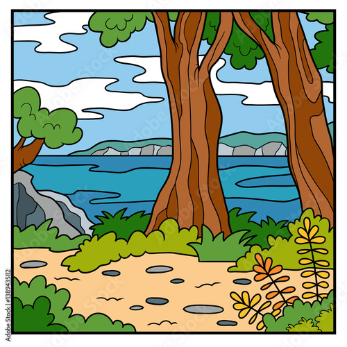 Vector illustration, natural background. Australian coast