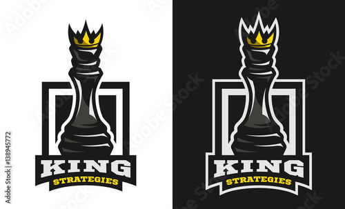King strategies, Chess figure, emblem, logo.