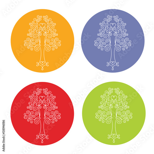 Set of tree icons. Vector art