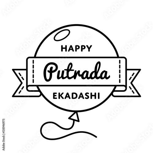 Happy Putrada Ekadashi day emblem isolated vector illustration on white background. 8 january indian religious holiday event label, greeting card decoration graphic element photo