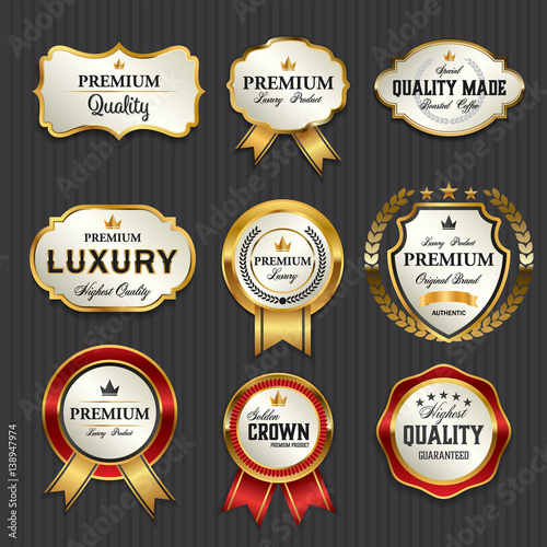 Luxury premium golden labels collection,vector illustration