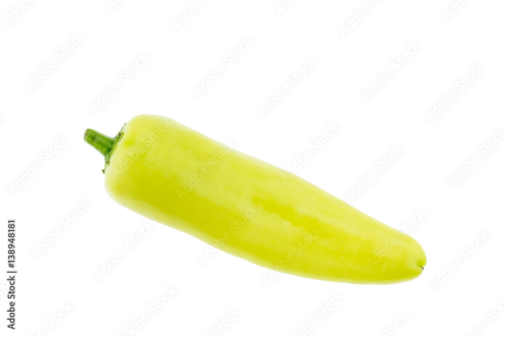 Banana chili pepper isolated on white background.