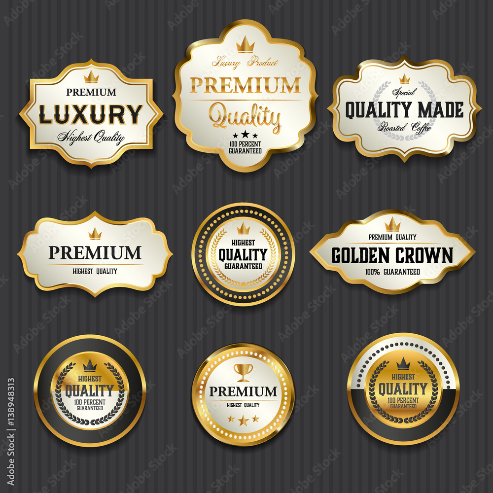 Luxury premium golden labels collection,vector illustration
