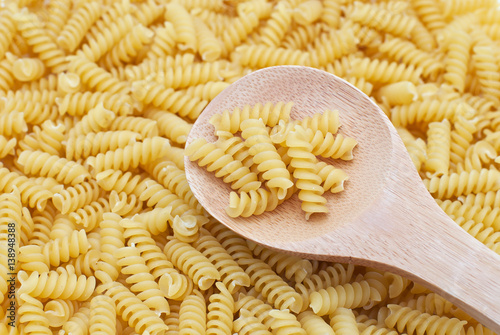 Italian pasta and wooden spoon