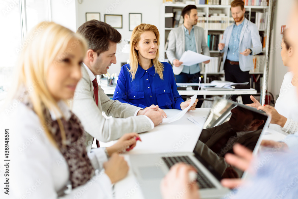 Succeful business partners brainstormin