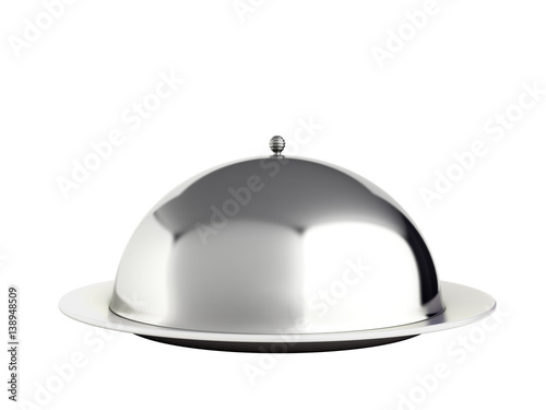 Restaurant cloche with close lid 3d render no shadow photo