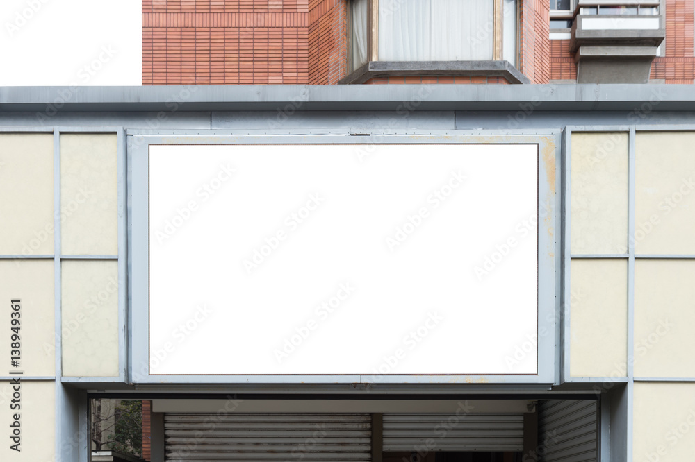 Street, Banner - Sign, Lighting Equipment, Billboard, Advertisement,Large blank billboard on a street wall, banners with room to add your own text Street, Banner - Sign, Lighting Equipment, Billboard, Advertisement,Large blank billboard on a street wall, banners with room to add your own text