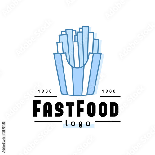 Linear Flat fast food badge, banner or logo emblem. Elements on the theme of the fast food business.