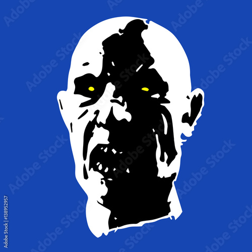 scary zombie face vector illustration