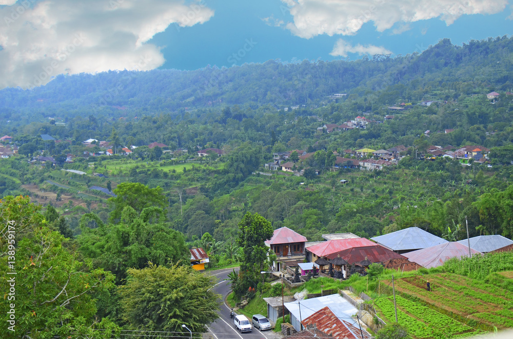 Obraz premium village in the mountains, Bedugul, Bali, Indonesia