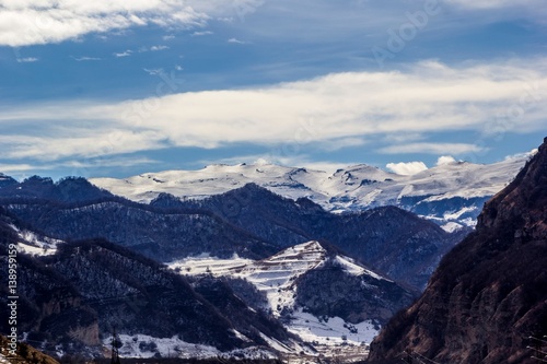 красивый вид на горное ущелье, пейзаж, природа Северного Кавказа