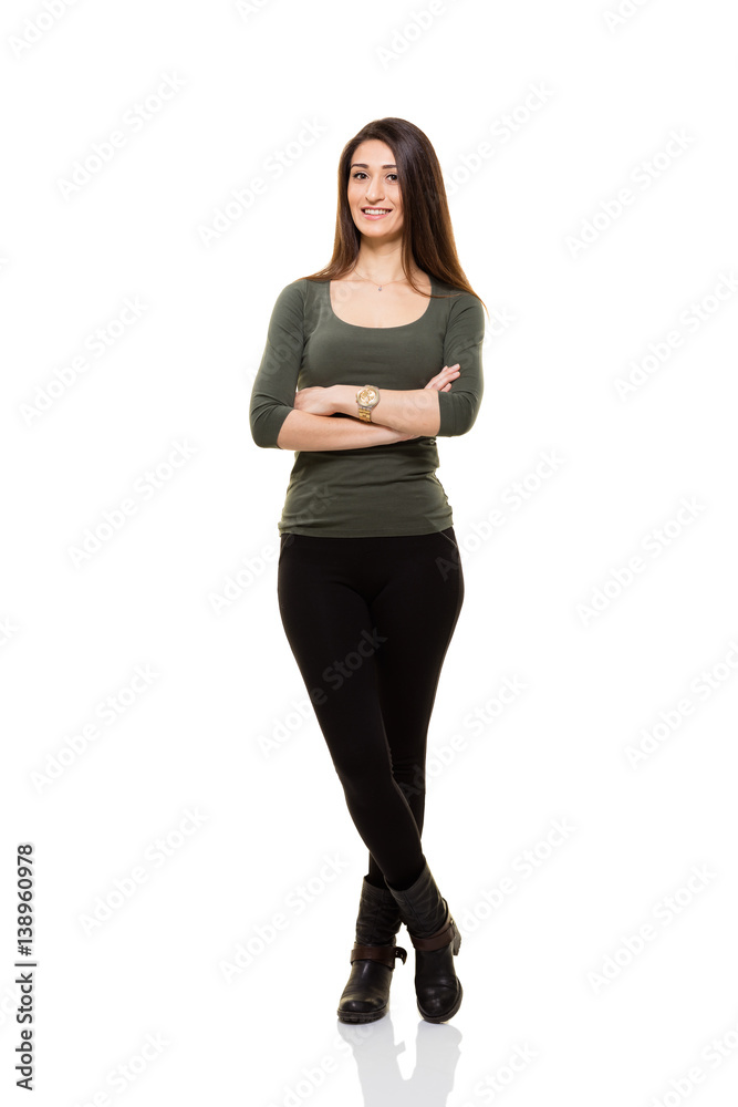 Happy Young Woman Standing Full Length Portrait Happy Young Woman Standing Full Length Portrait