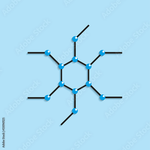 Scheme of a complex molecule. Vector icon.