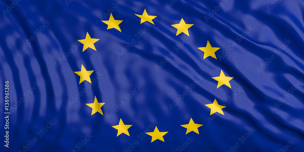 Waiving EU flag. 3d illustration Waiving EU flag. 3d illustration