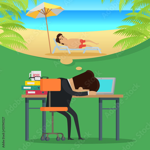 Dreams of vacation Vector Concept in Flat Design