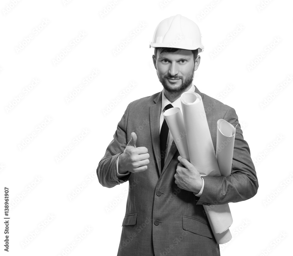 Mature male architect with a blueprint Mature male architect with a blueprint