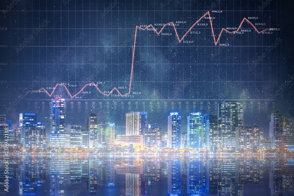 Modern business city background . Mixed media Modern business city background . Mixed media