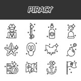 Piracy flat icons set