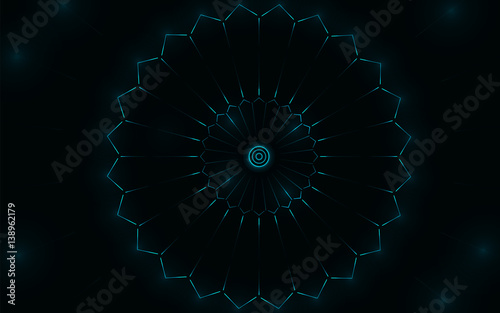 Vector illustration. Abstract background. The concentric shape. Ornament blue on a dark background.