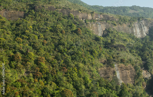 Mountain forest, mountain peaks landscape photo