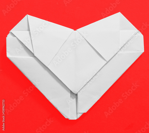 Origami paper heart shape symbol for Valentines day