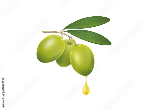 olive branch with a drop of olive oil