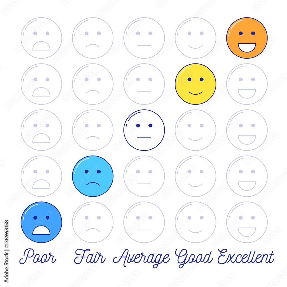Feedback emoticon scale. Feedback emoticon scale.