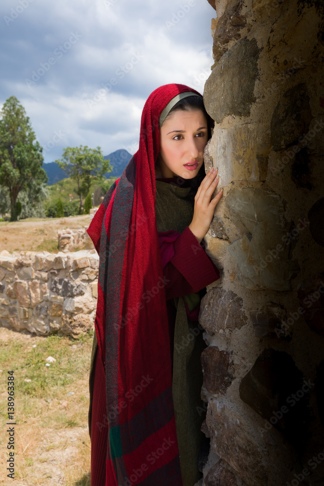 Mary Magdalene crying at the empty tomb Stock Photo Adobe Stock