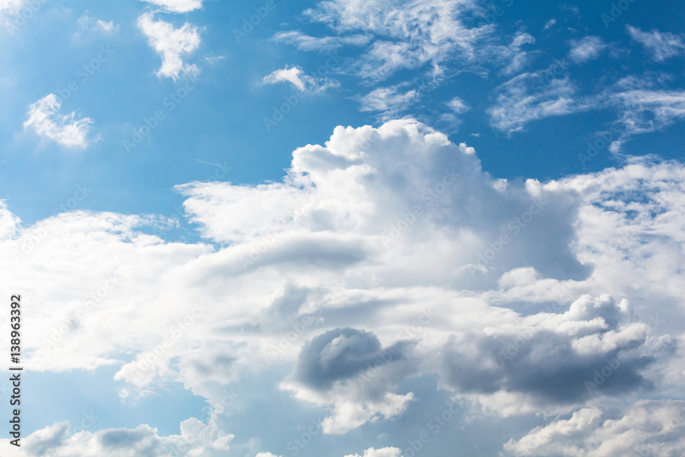 Fototapeta premium blue sky background with tiny clouds