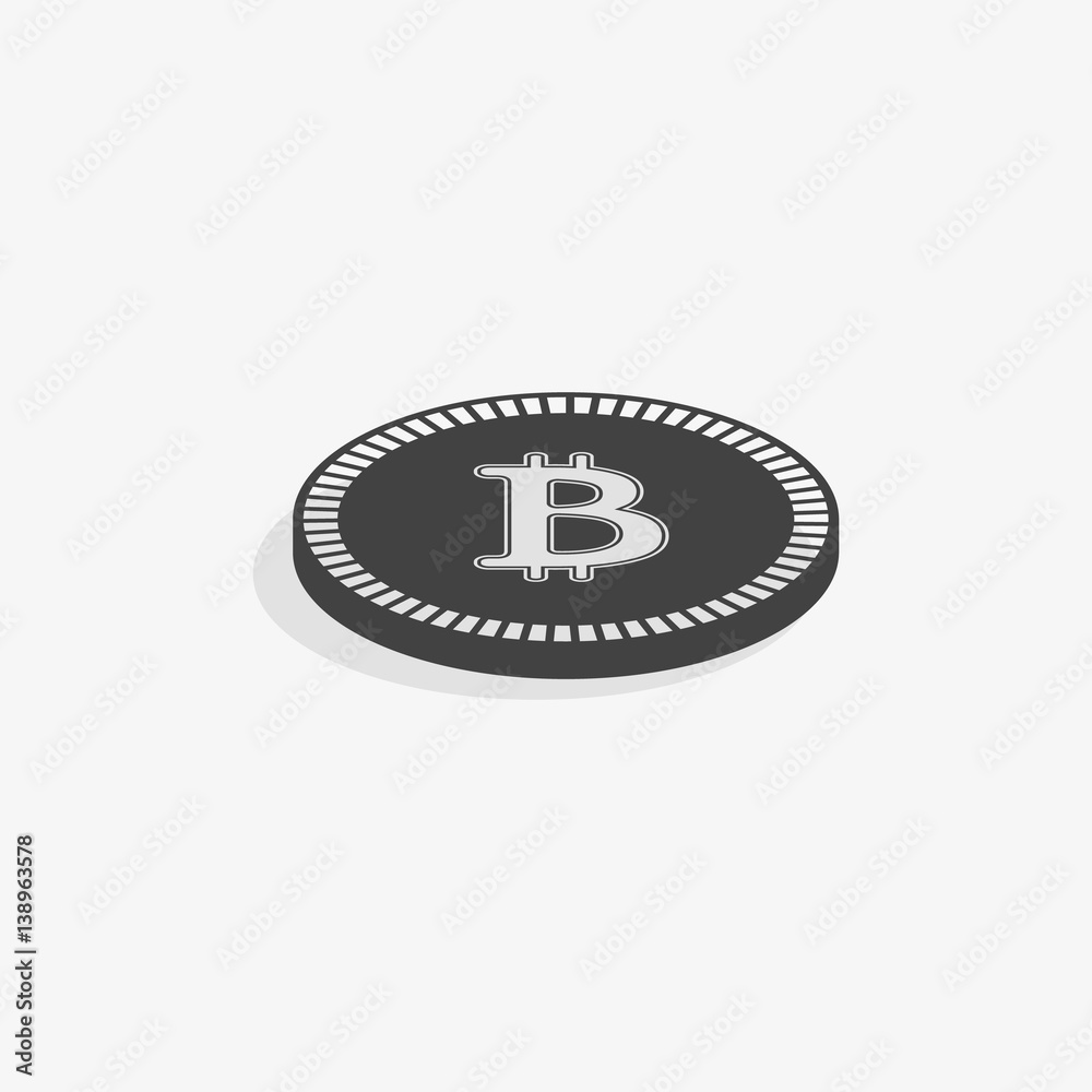 Naklejka premium Bitcoin icon. Vector illustration style is flat iconic symbols, gray color, white background.