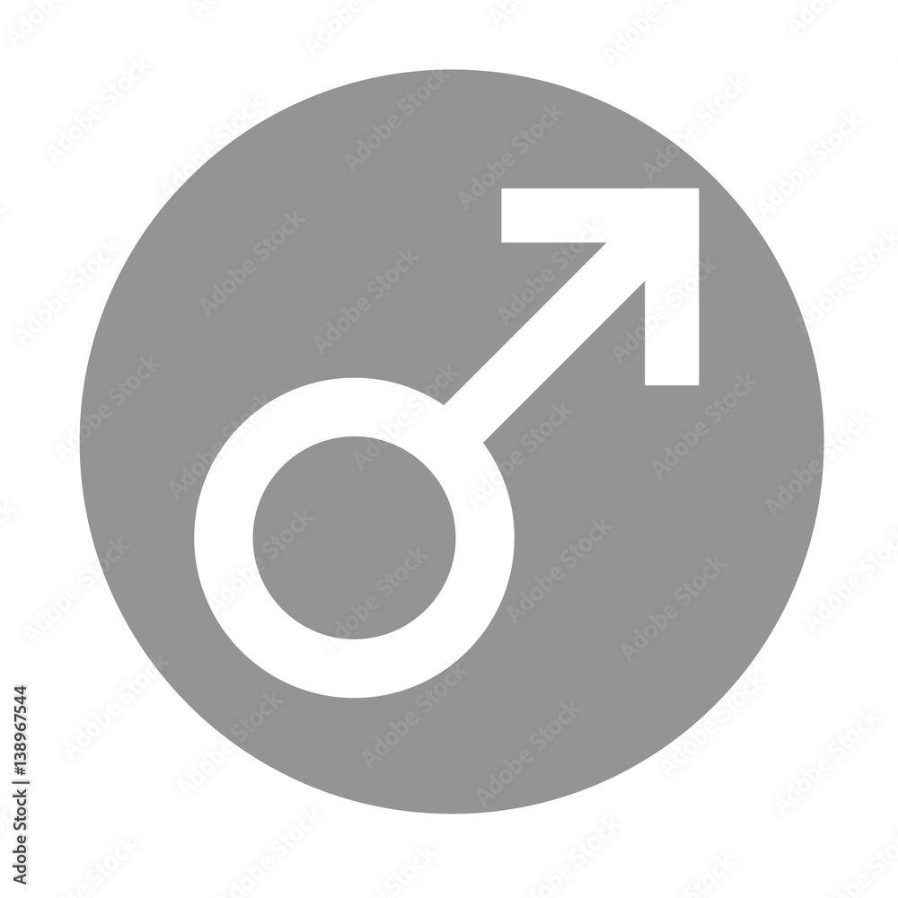 Sex symbol. Gender man flat symbol. White Male abstract symbol in gray circle. Vector Illustration Sex symbol. Gender man flat symbol. White Male abstract symbol in gray circle. Vector Illustration