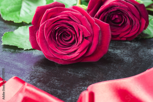 Two beautiful red roses