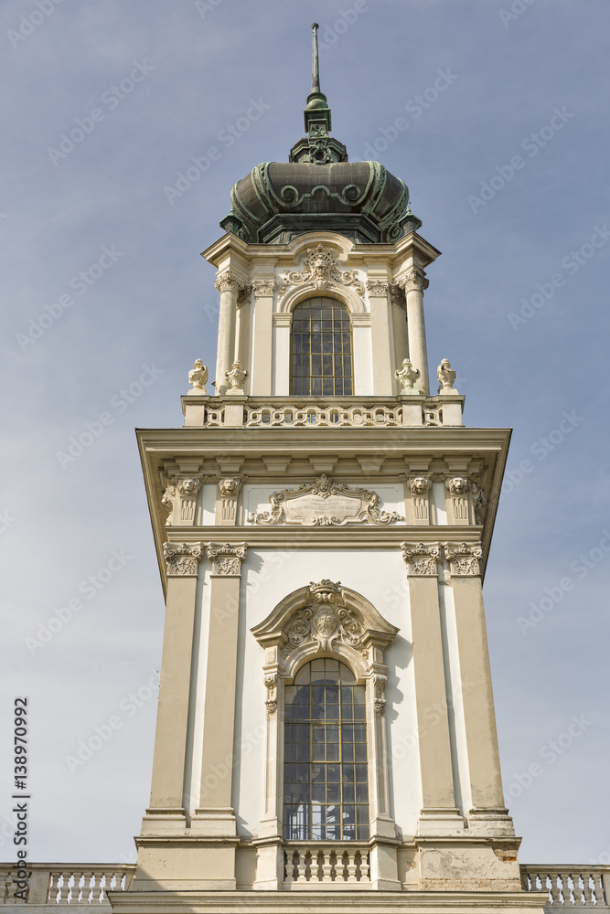 Tower of Festetics Palace in Keszthely, Hungary.